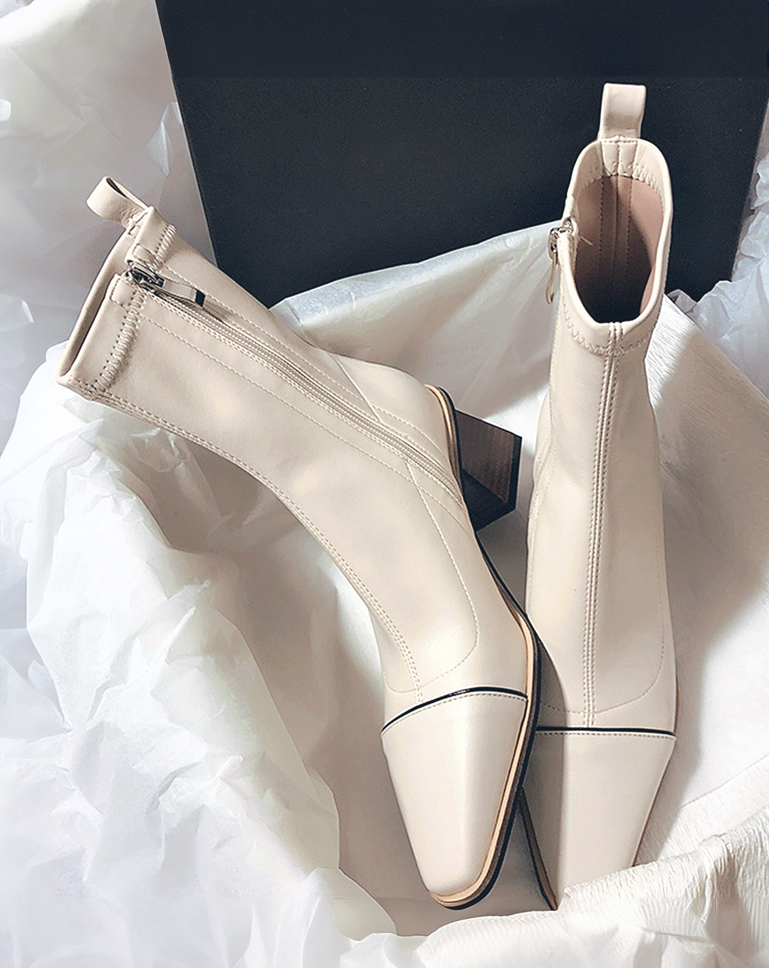♀本革/Plain Narrow Line Boots