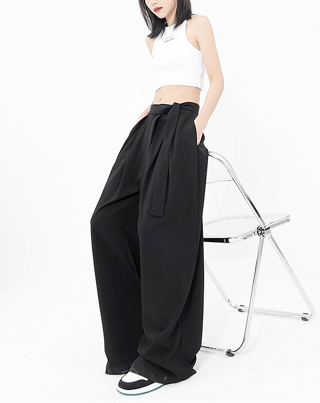 ♀Draped Wide Pants