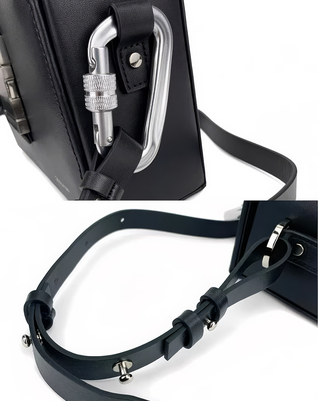 本革/Carabiner Handle Box Bag