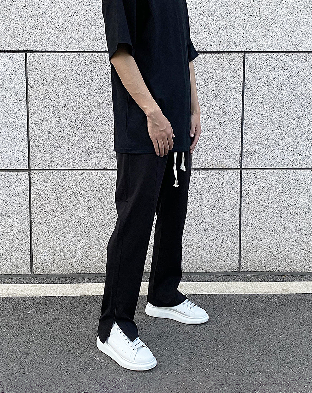 ♂Drawstring Side Slit Sweatpants