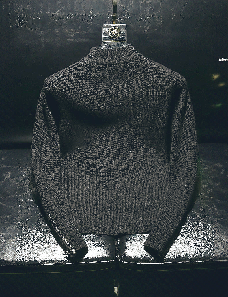 ♂Irregular Zip Design Knit
