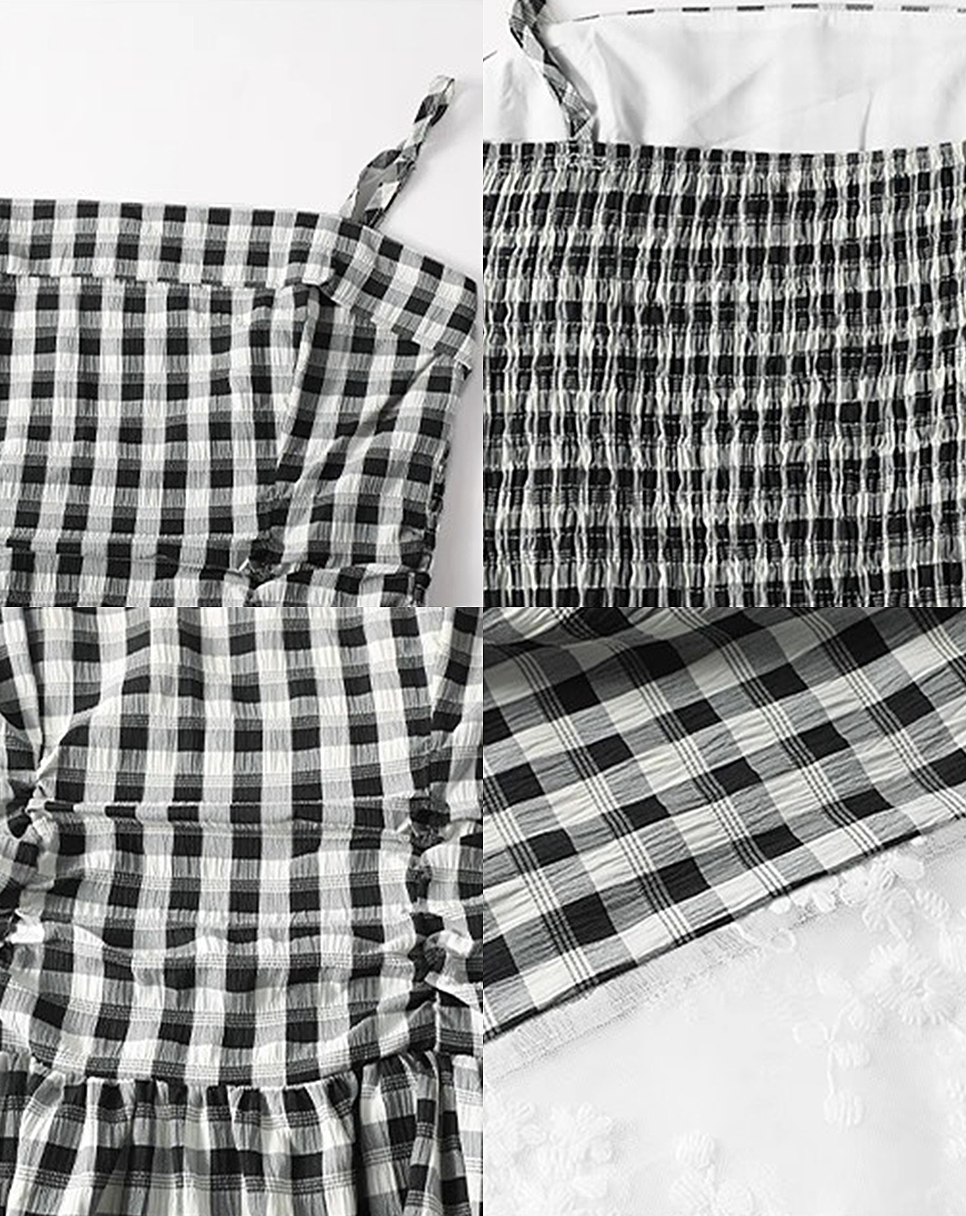 ♀Gingham Lace Dress