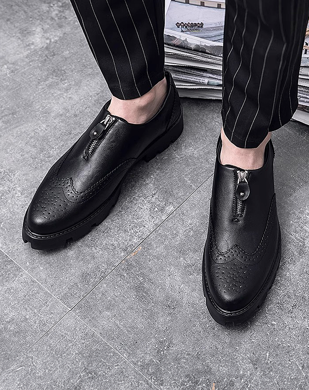 ♂Zip-Up Platform Shoes