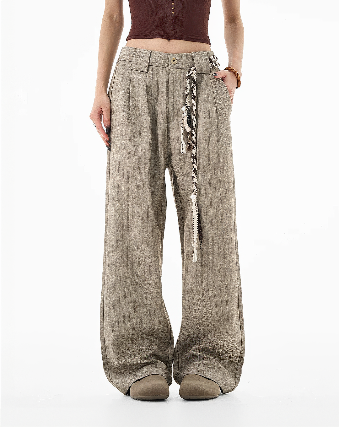 ♂♀Pinstripe Wide Leg Pants