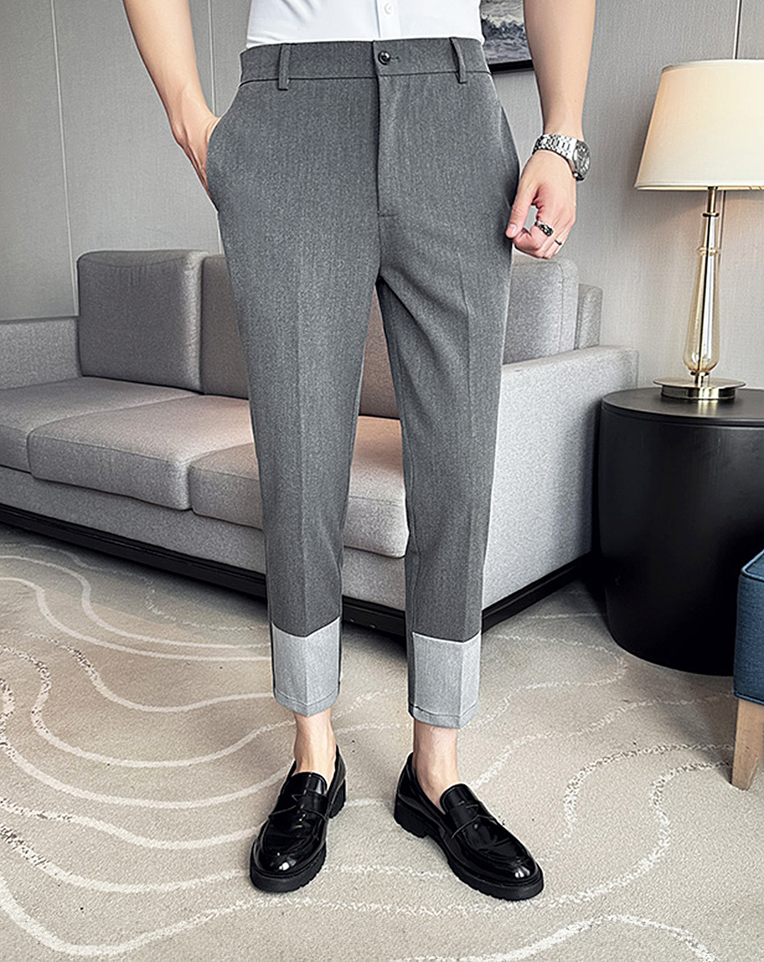 ♂Monotone Bicolor Stick Pants