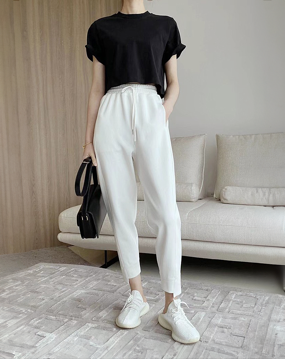 ♀Drawstring Cropped Pants