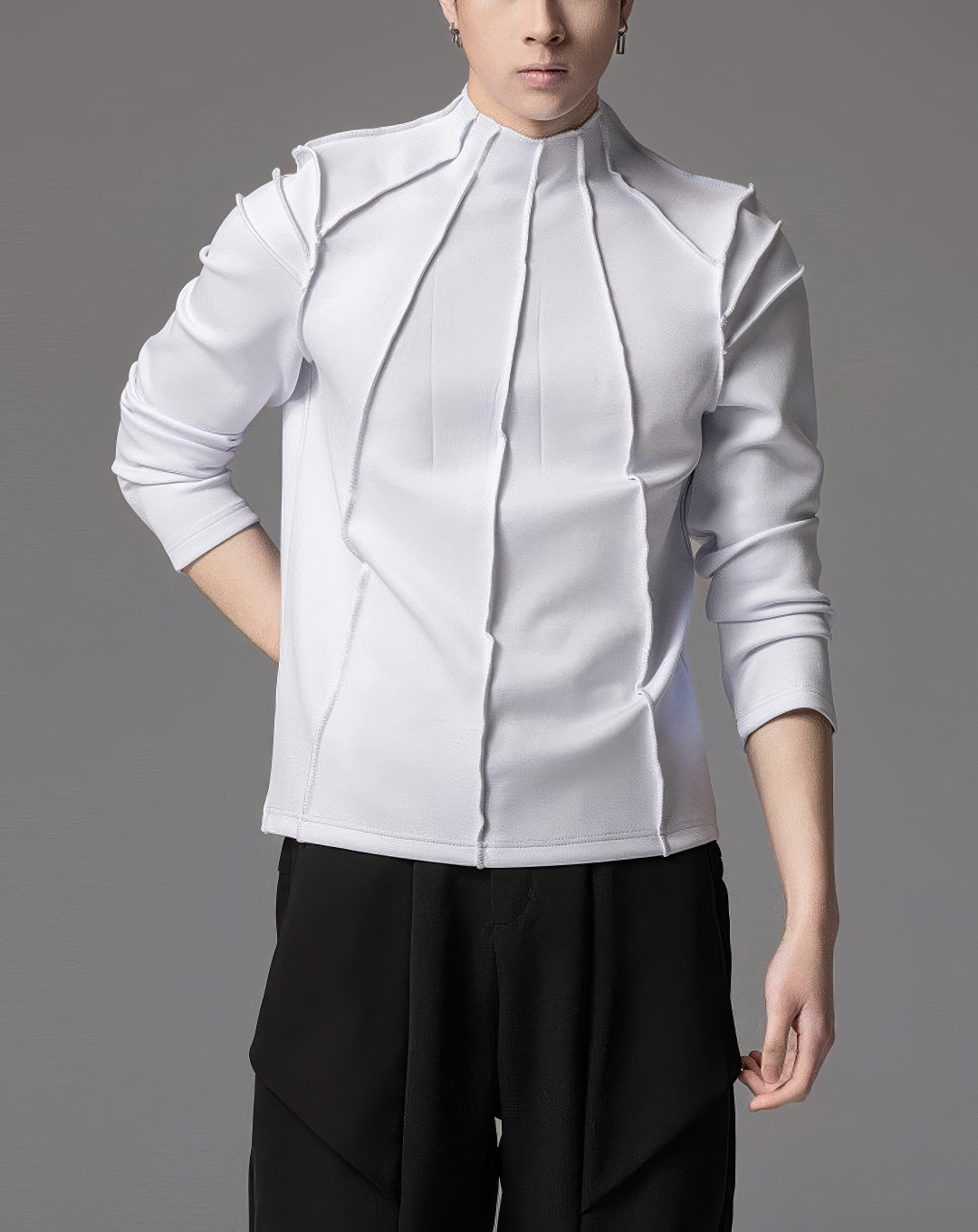 ♂Sharp Line High Neck Shirt