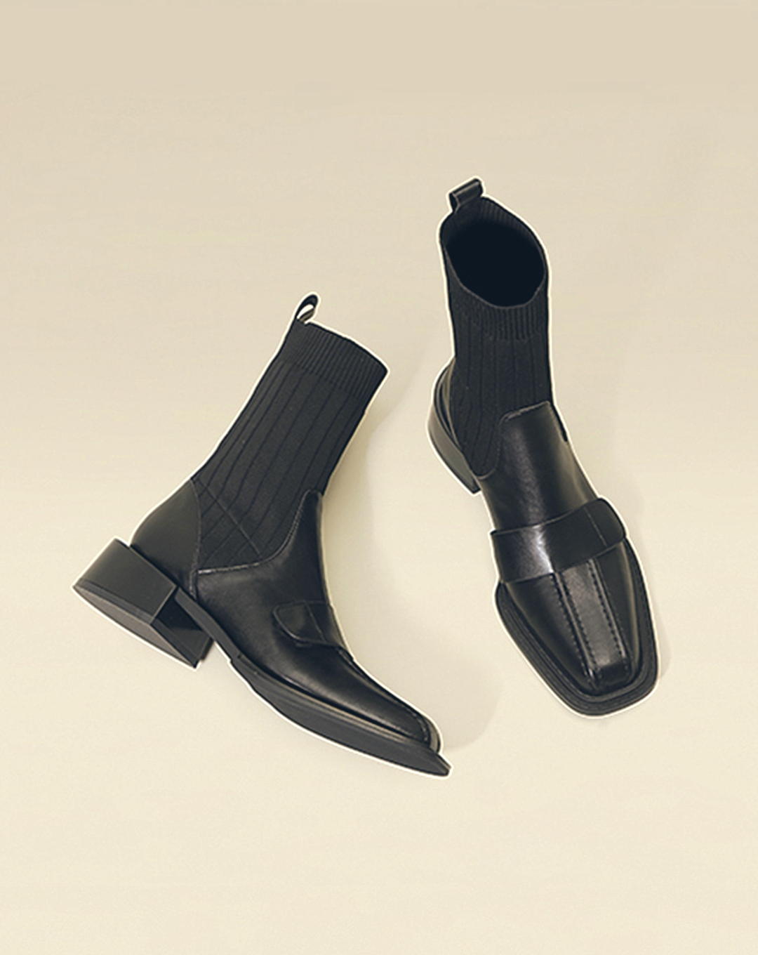 ♀本革/Low Heel Sock Boots