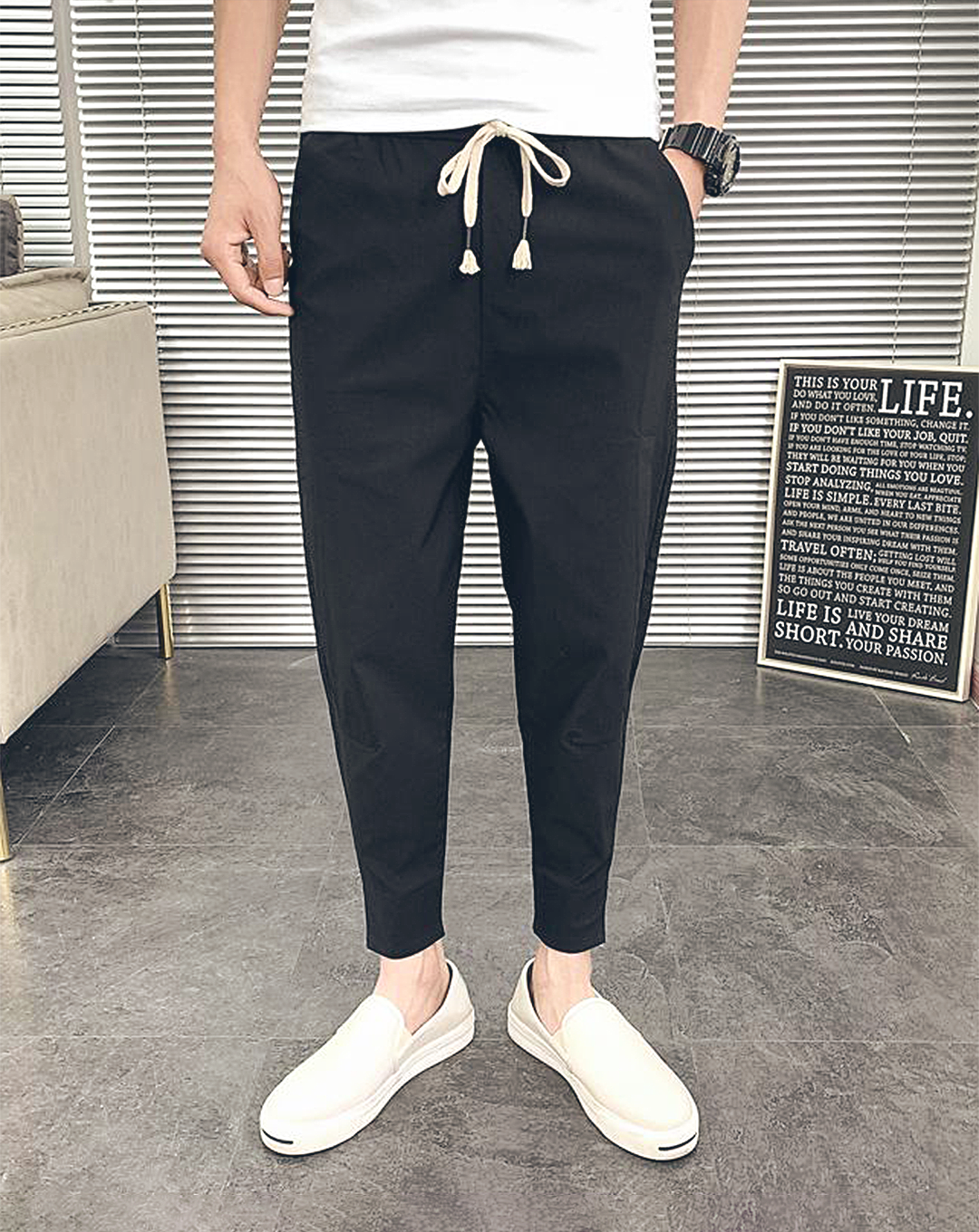 ♂Side Tuck Drawstring Pants