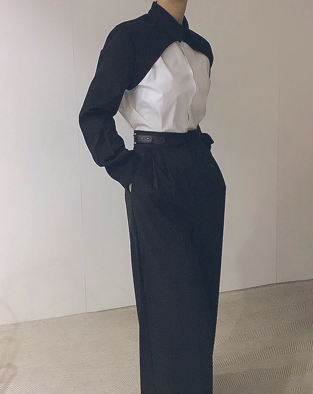 ♀Contrast Color Layered Shirt