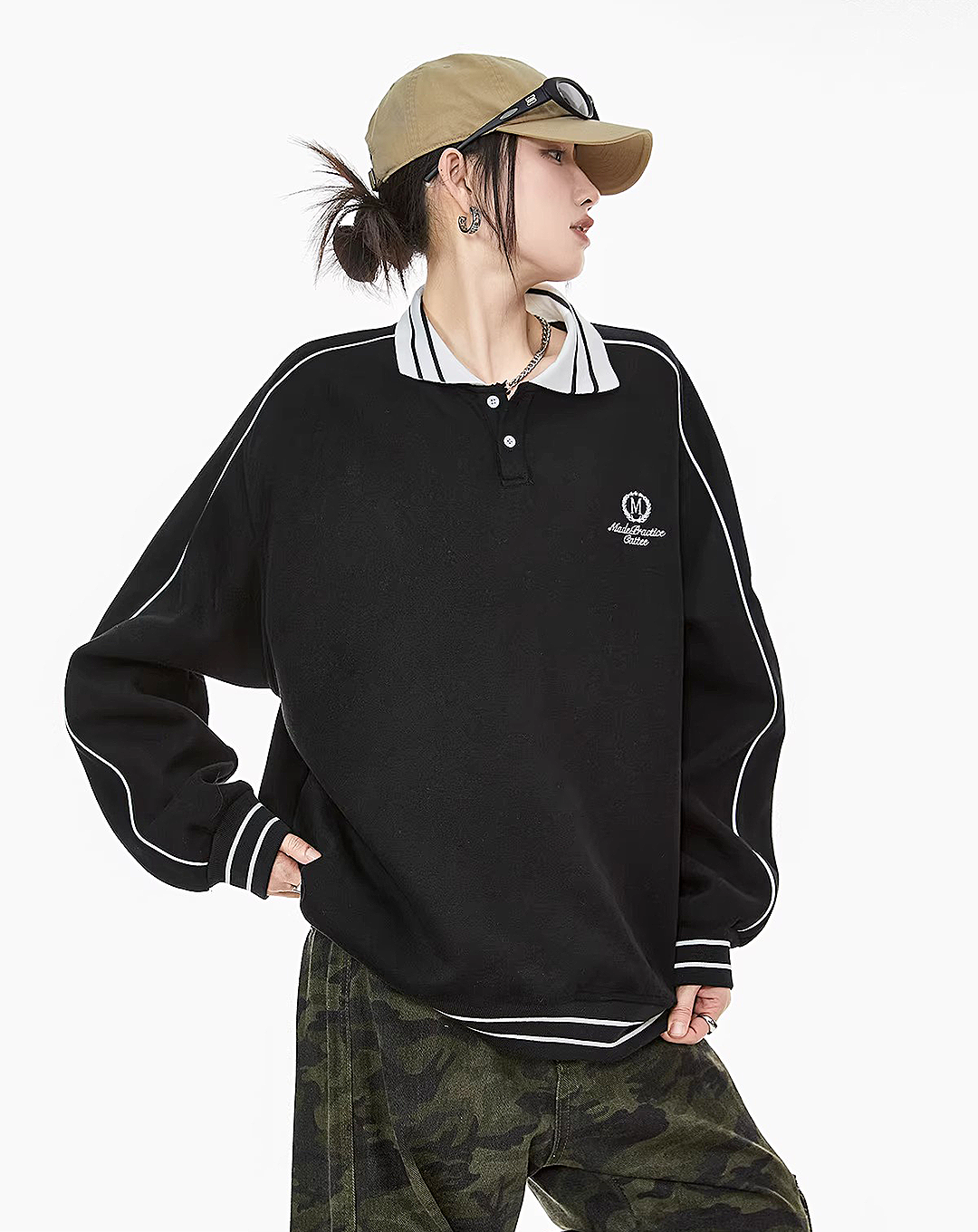 ♀Polo Collar Sweatshirt