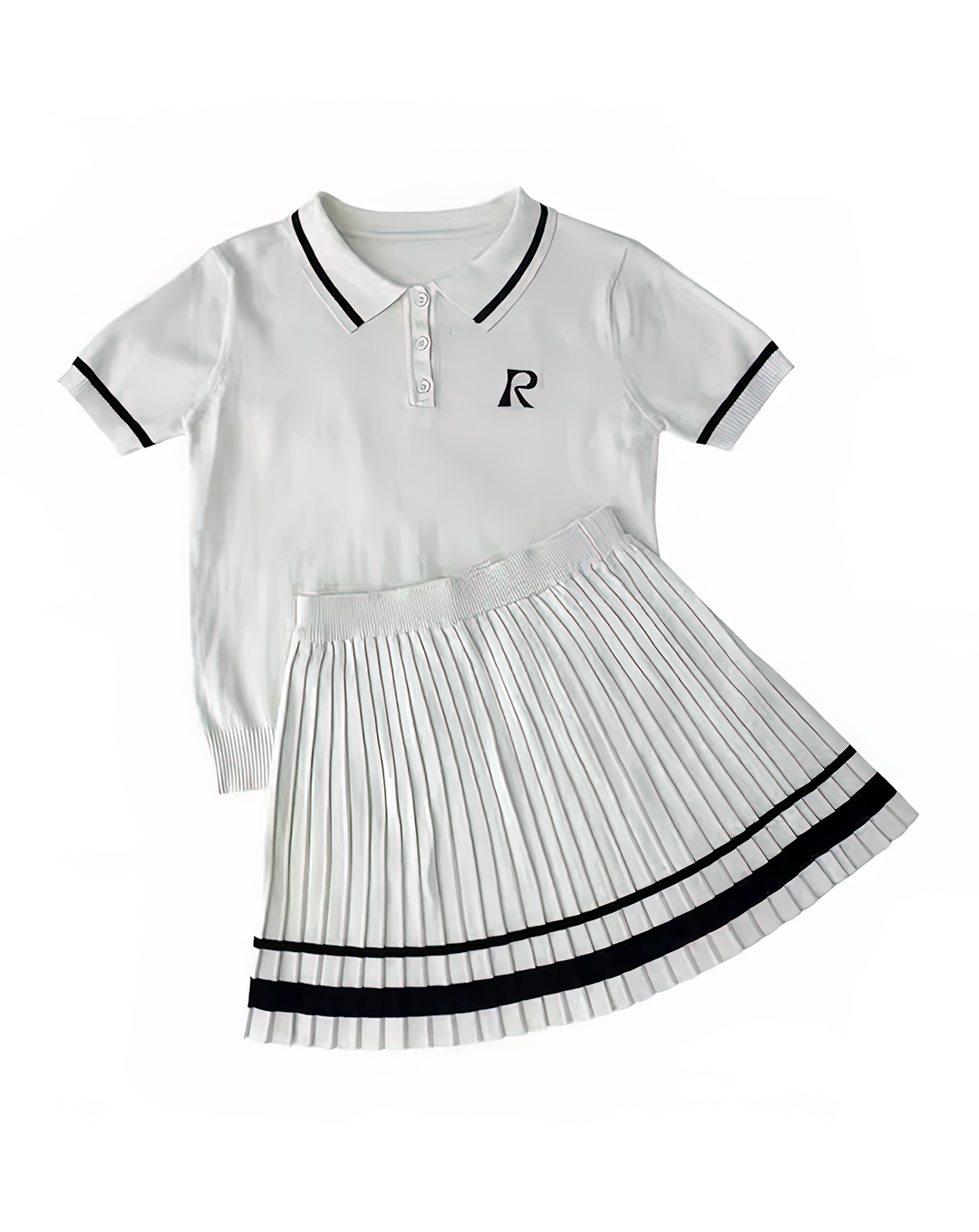 ♀Two-Piece Knit Polo & Skirt