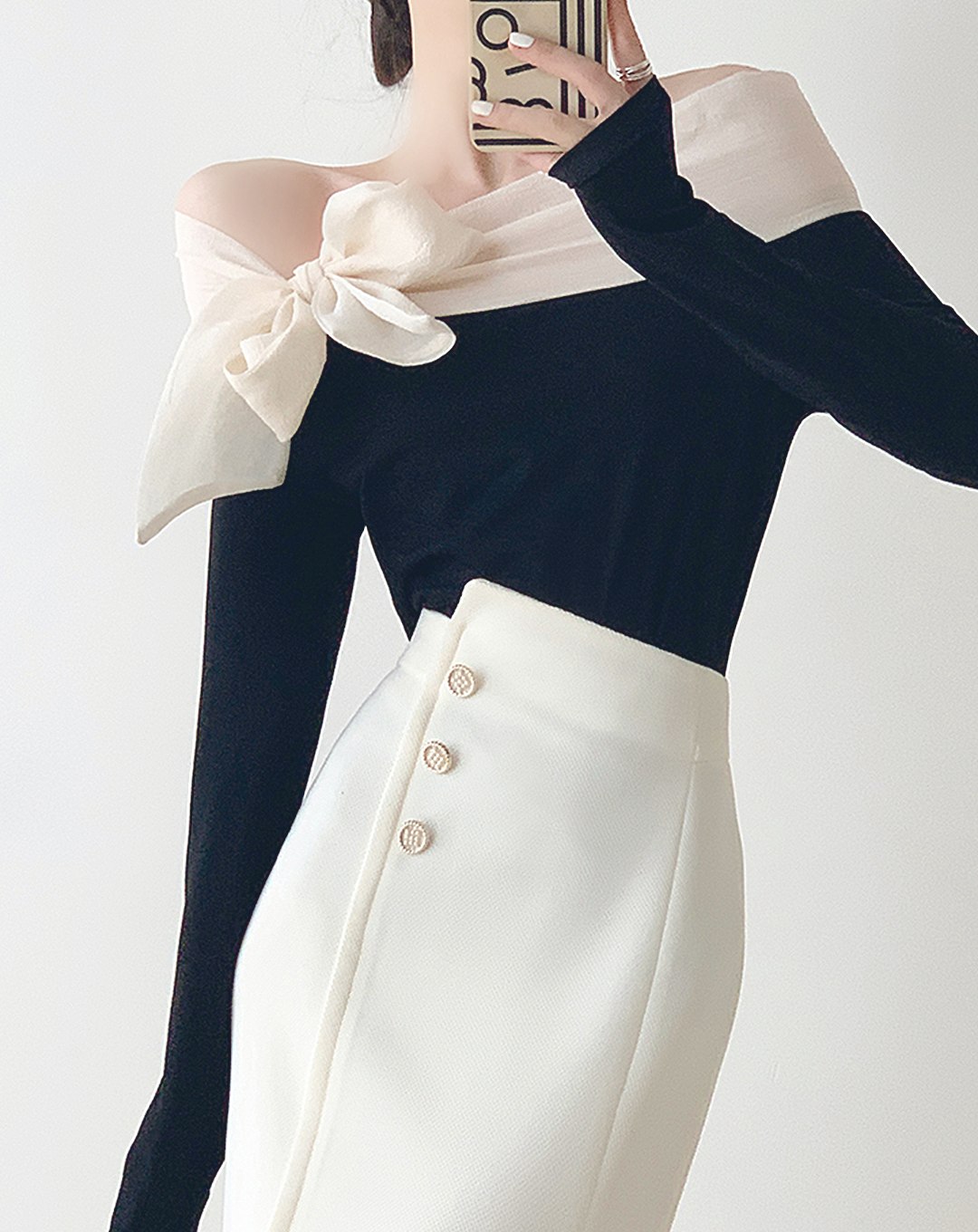♀Button Wrap Tight Skirt