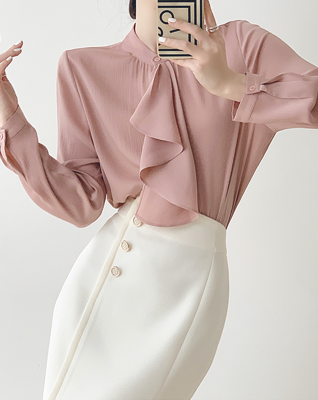 ♀Button Wrap Tight Skirt