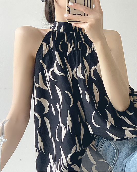 ♀Patterned Halter Neck Shirt