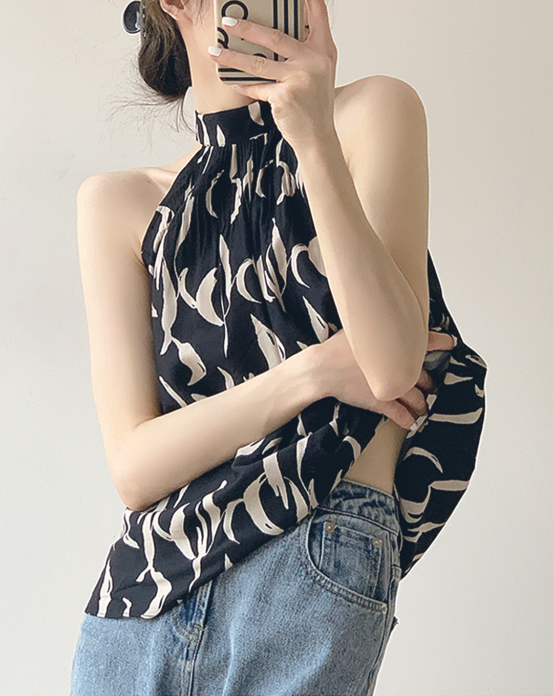 ♀Patterned Halter Neck Shirt