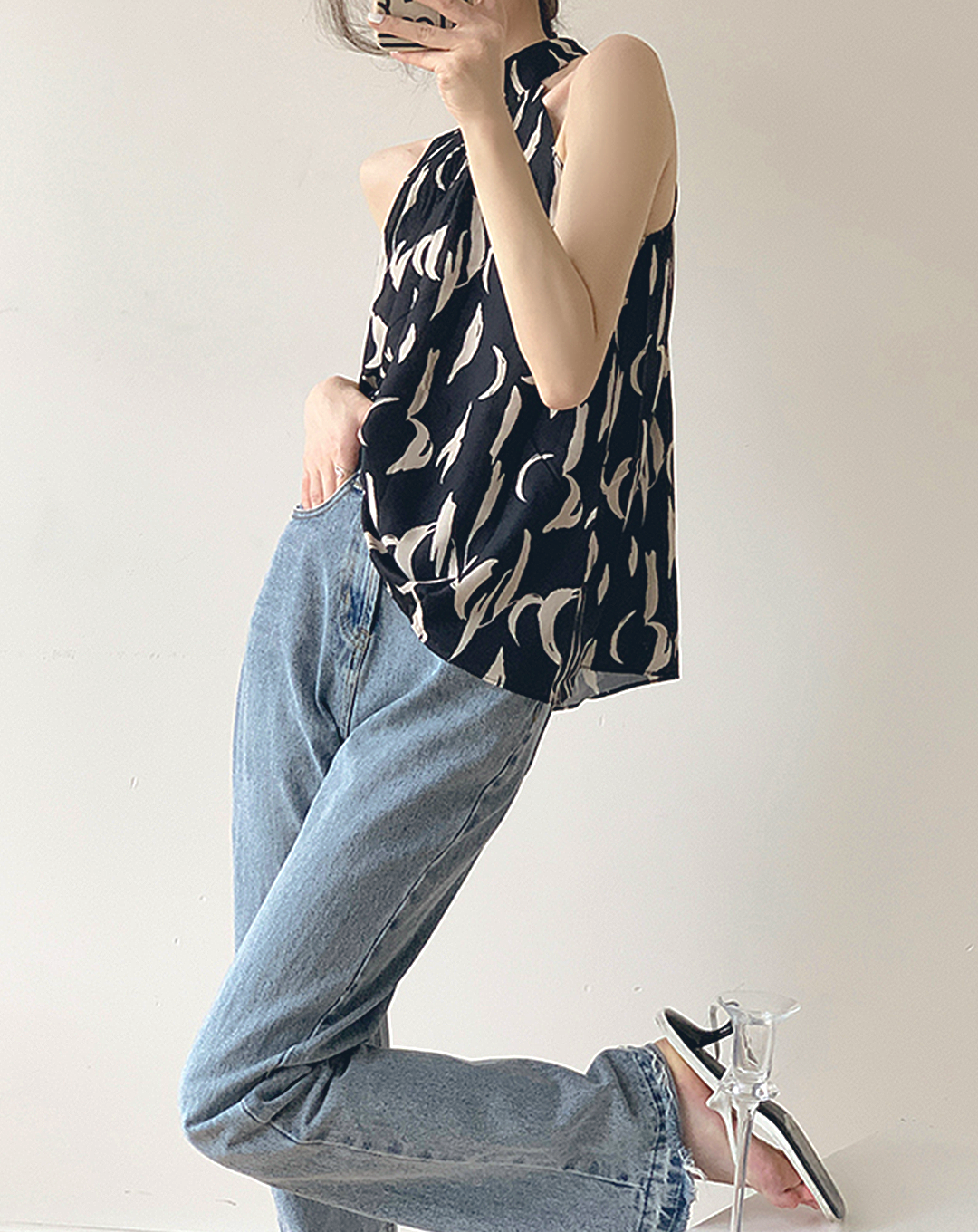 ♀Patterned Halter Neck Shirt