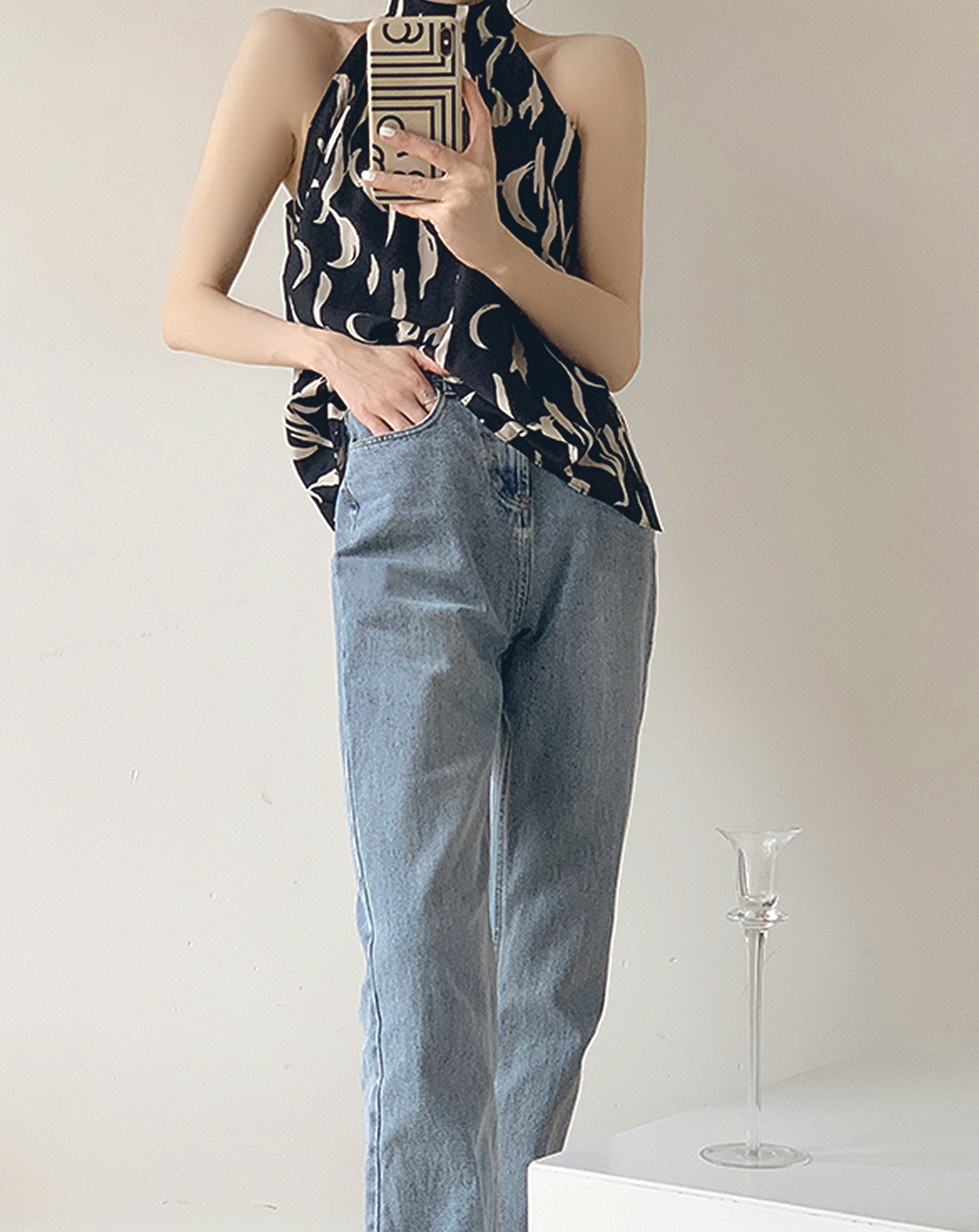 ♀Patterned Halter Neck Shirt