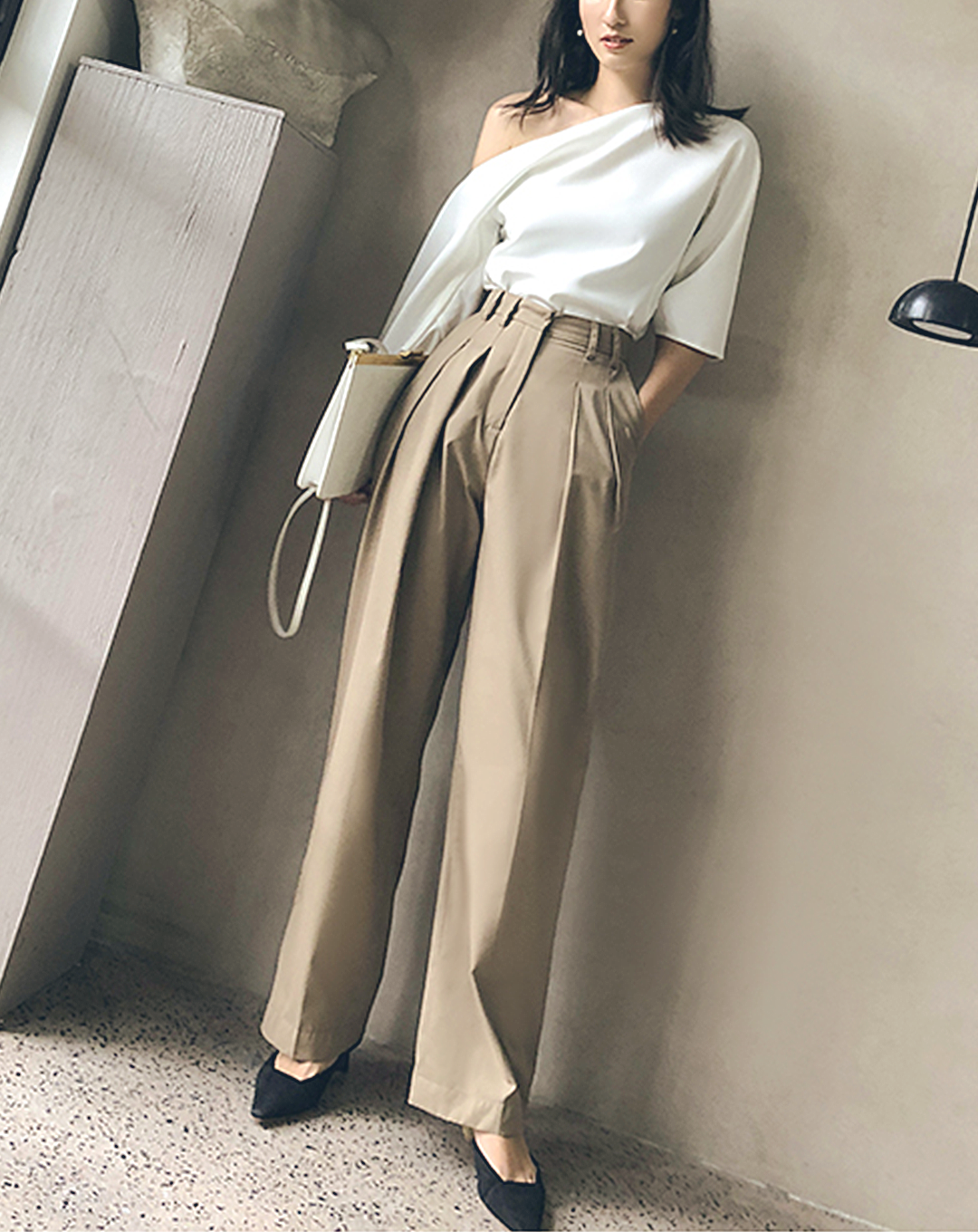 ♀One Shoulder French Sleeve Shirt