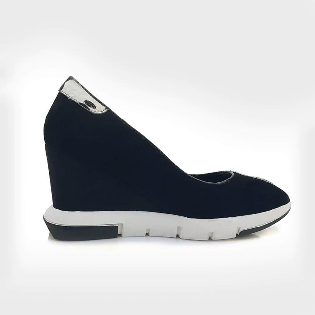 ♀Horsehair Pointed Toe Wedge Sole Shoes