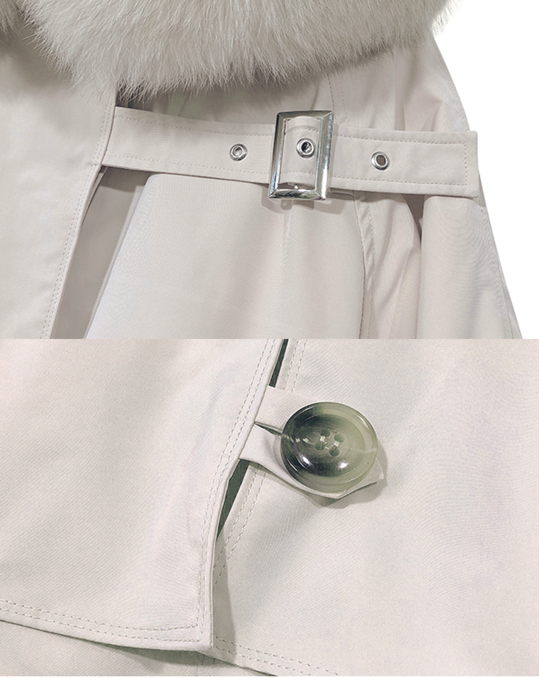 ♀Fur Hooded Long Coat