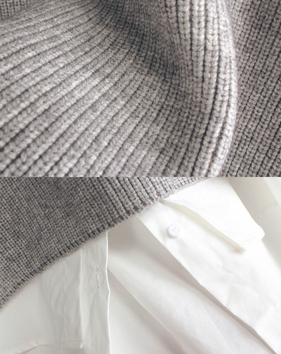 ♀Knit Layered Mutton Sleeve Shirt