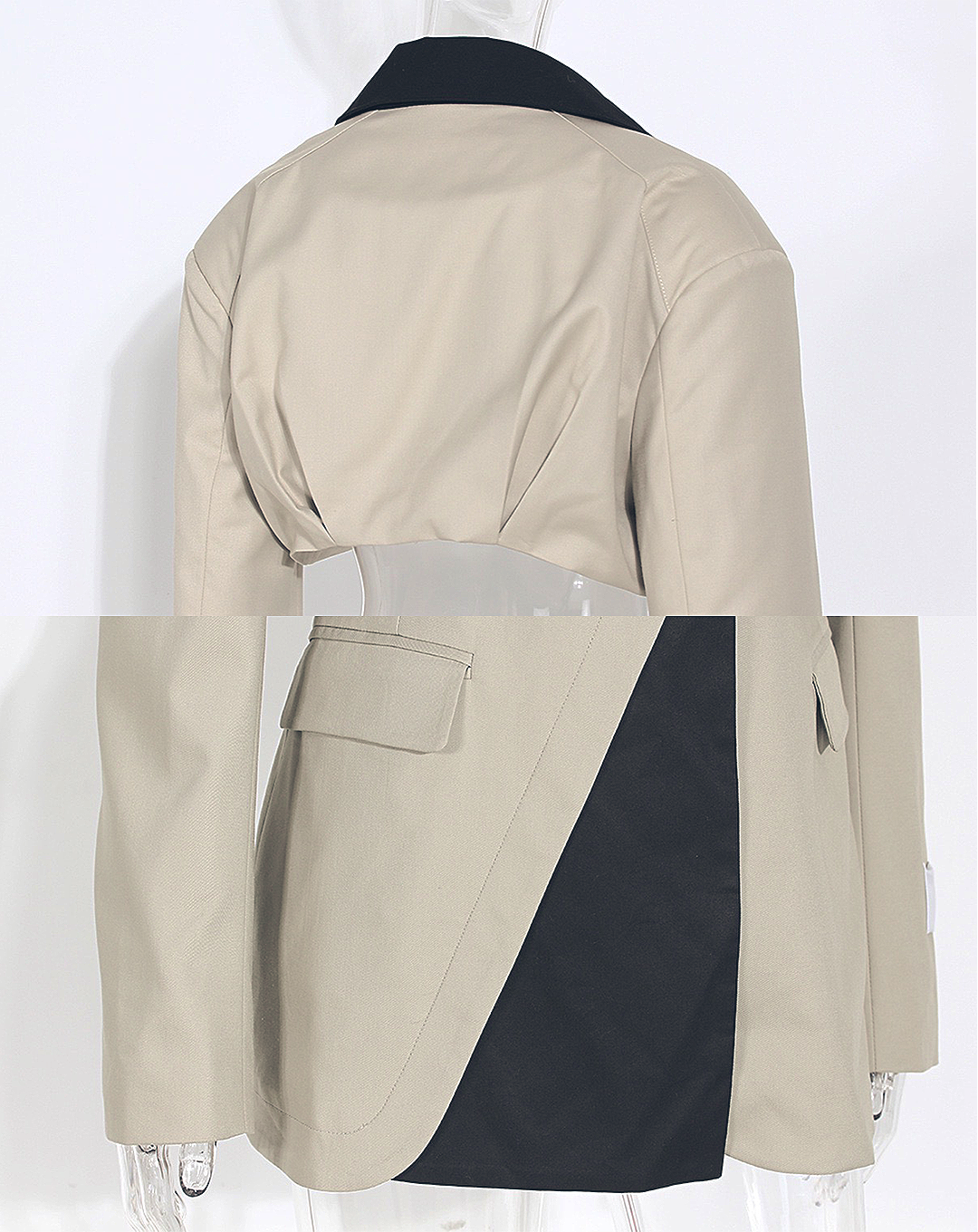 ♀2way Bicolor Tucked Jacket
