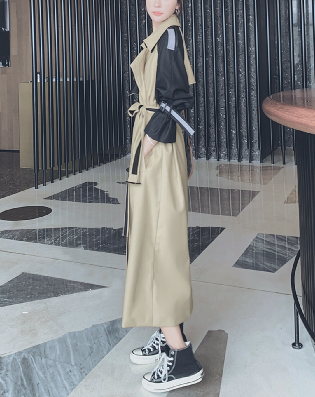 ♀Raglan Volume Sleeve Trench Coat