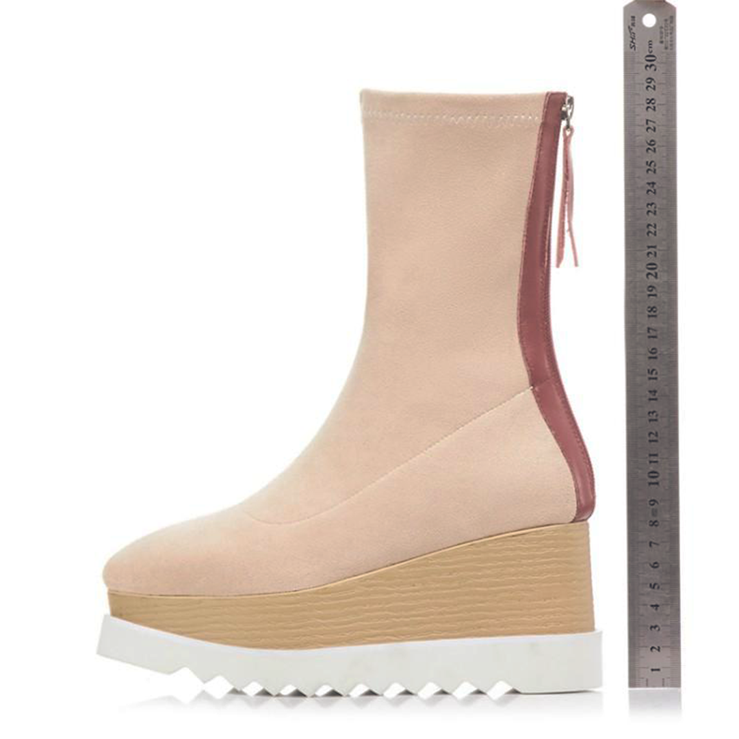 ♀本革/Wood Wedge Sole Boots
