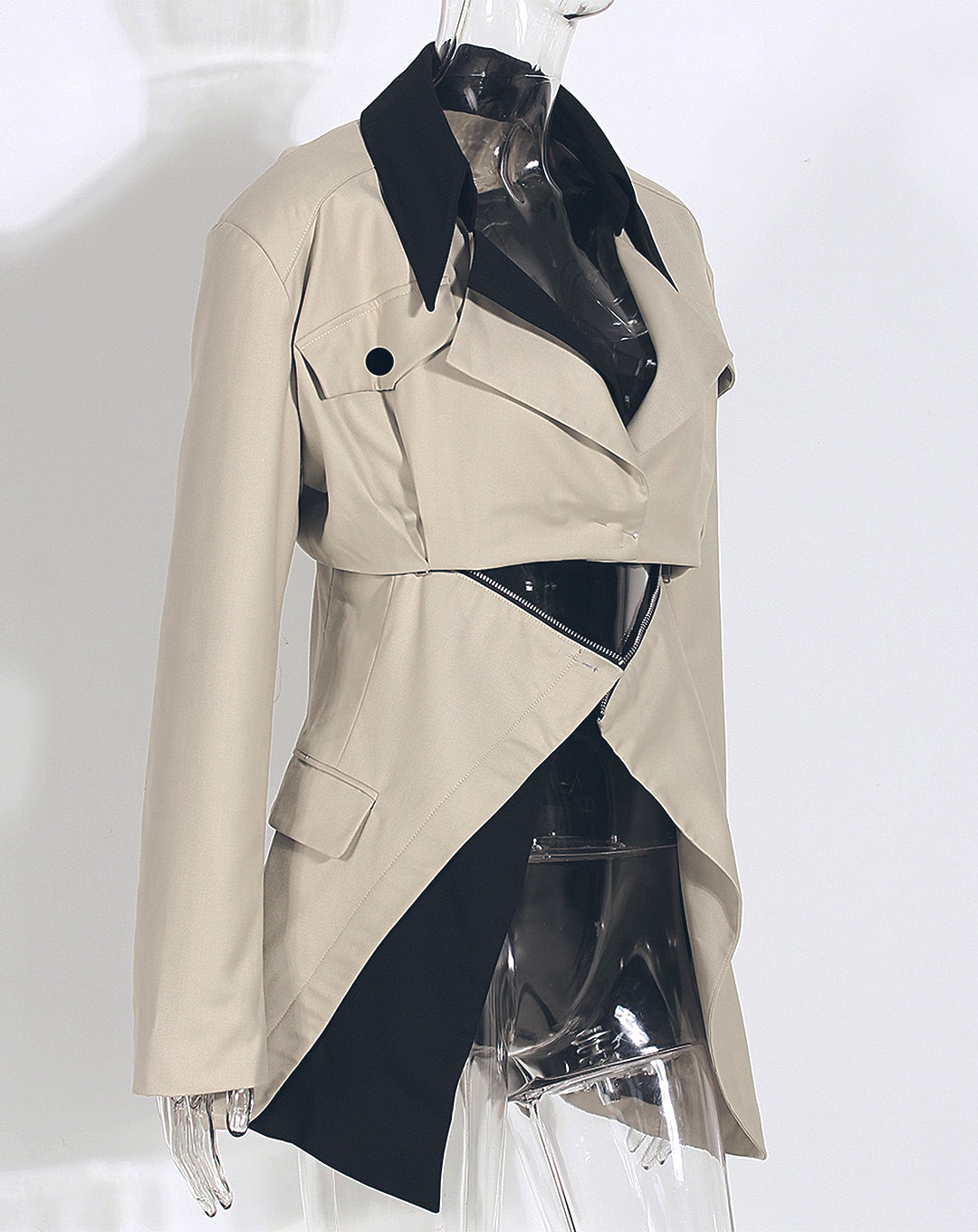 ♀2way Bicolor Tucked Jacket