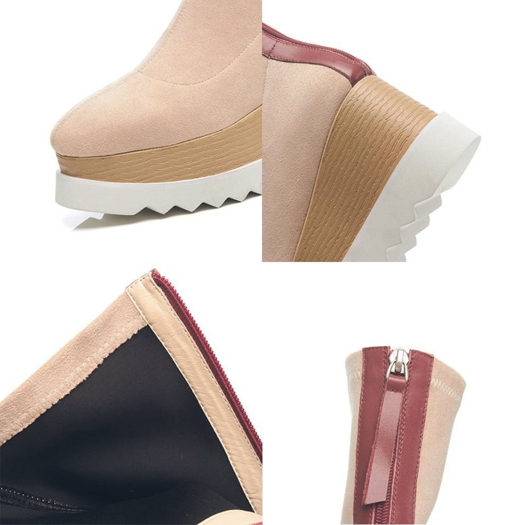 ♀本革/Wood Wedge Sole Boots