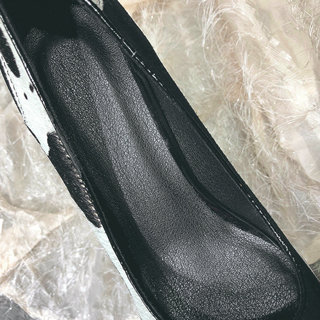 ♀Horsehair Pointed Toe Wedge Sole Shoes