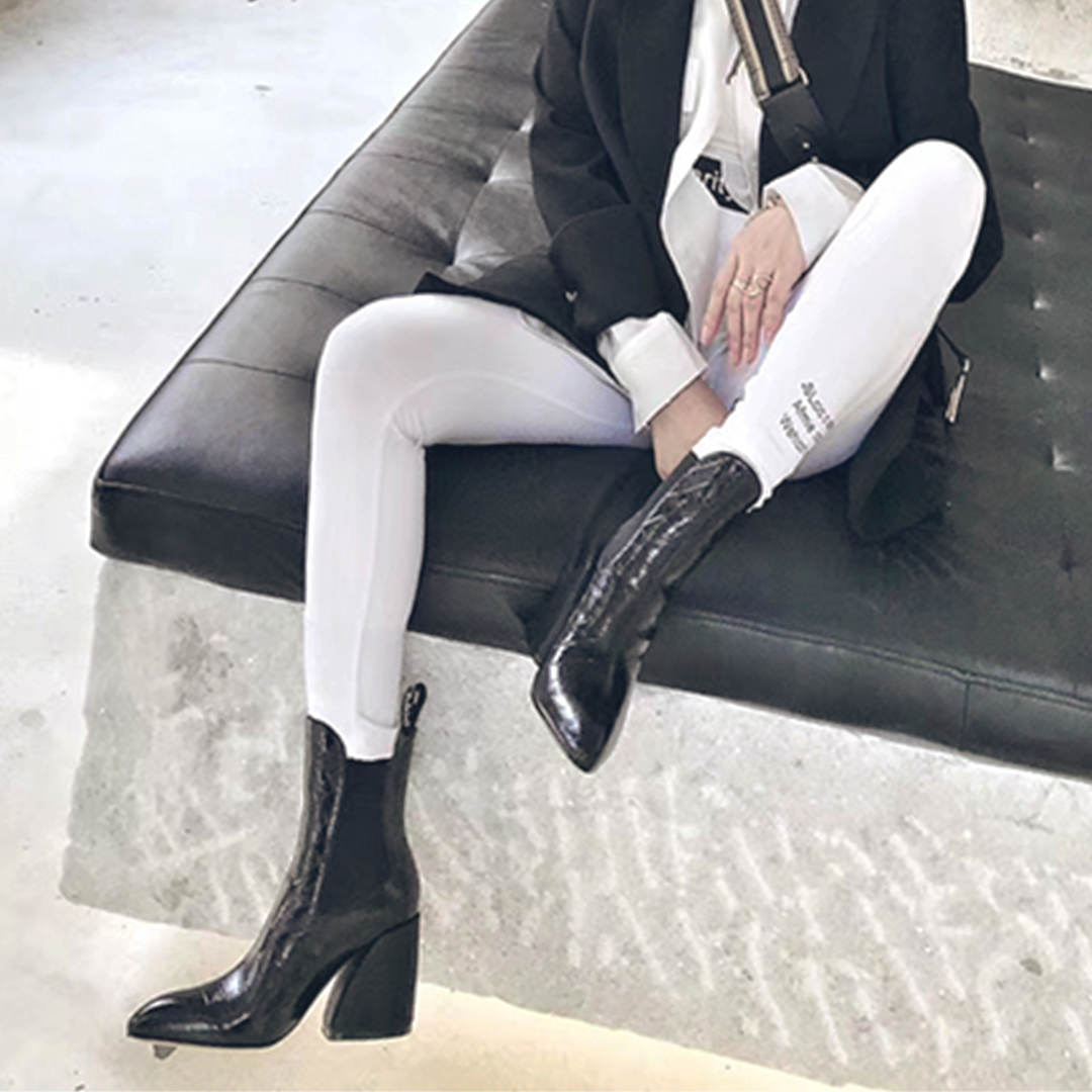 ♀Emboss Side Gore Boots
