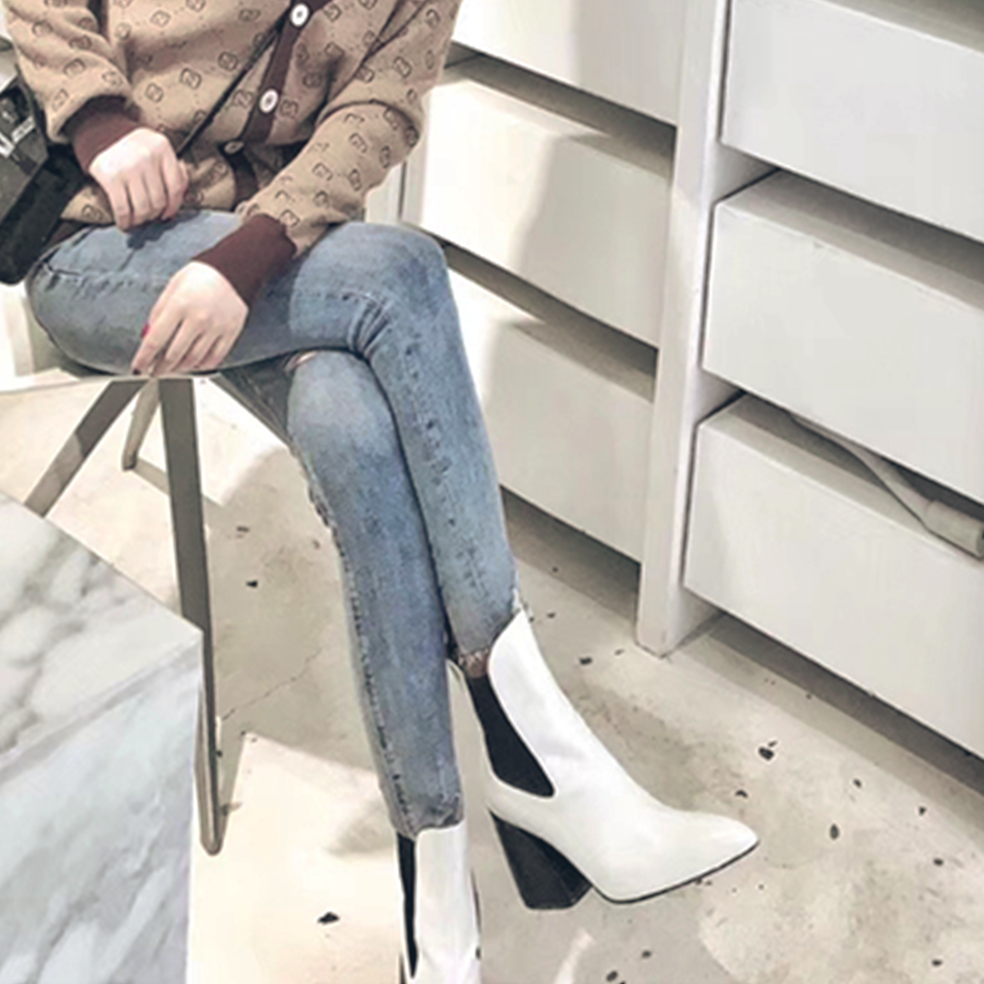 ♀Emboss Side Gore Boots