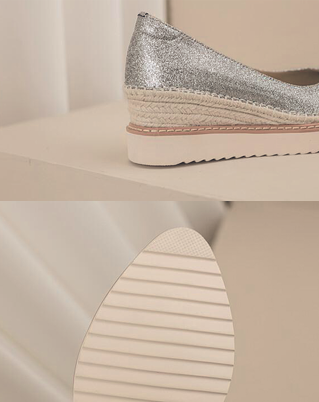 ♀本革/Glitter Color Pointed Toe Wedge Sole Shoes