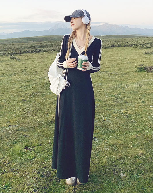 ♀Side Line Long Dress