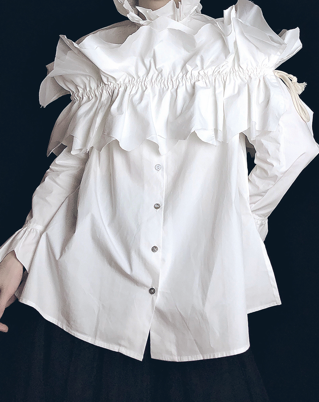♀Gathered Sash Shirt