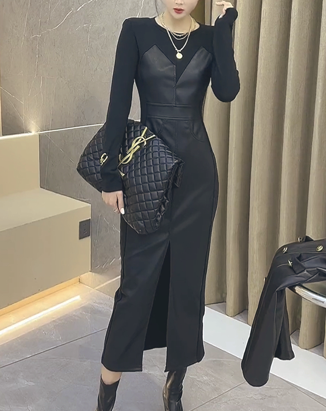 ♀Asymmetric Bare Top Dress