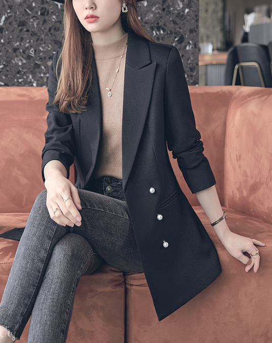♀Pearl Button Double Breasted Jacket