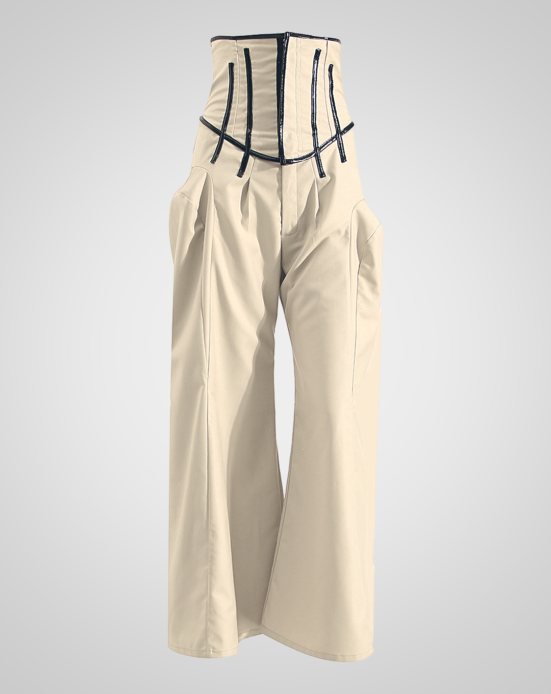 ♀Piping Design Volume Tuck Wide Pants