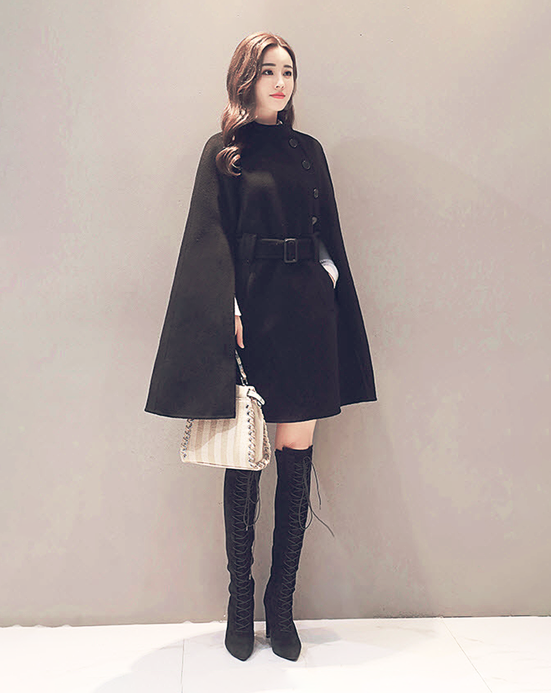 ♀Cape Style Middle Coat