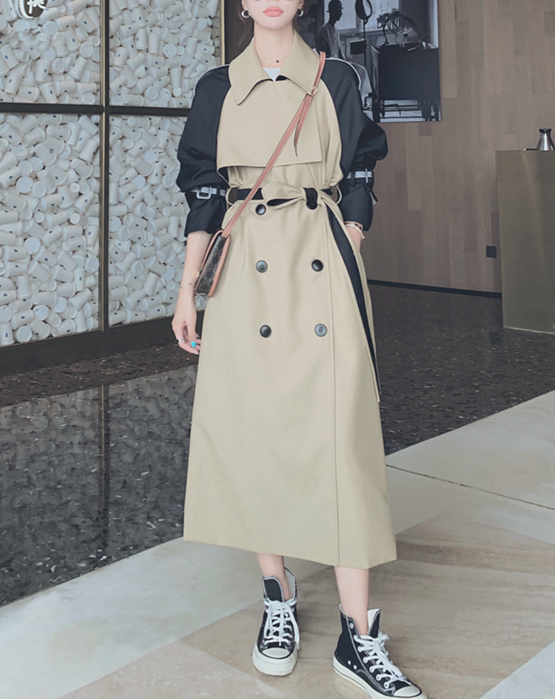 ♀Raglan Volume Sleeve Trench Coat