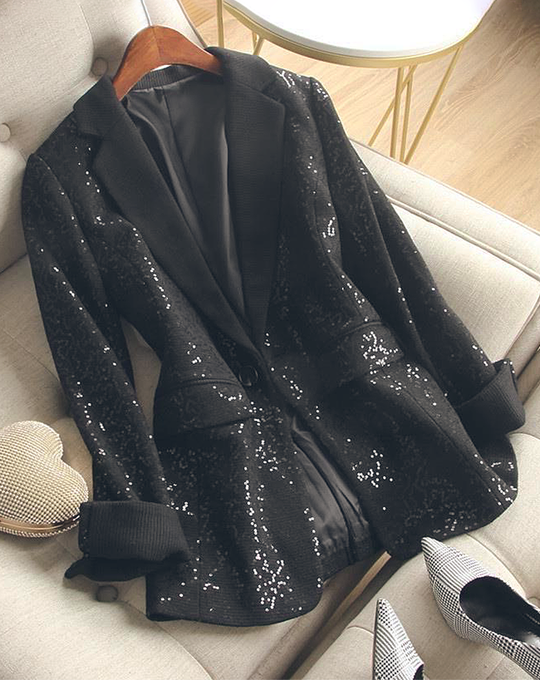 ♀Sequin Black Jacket