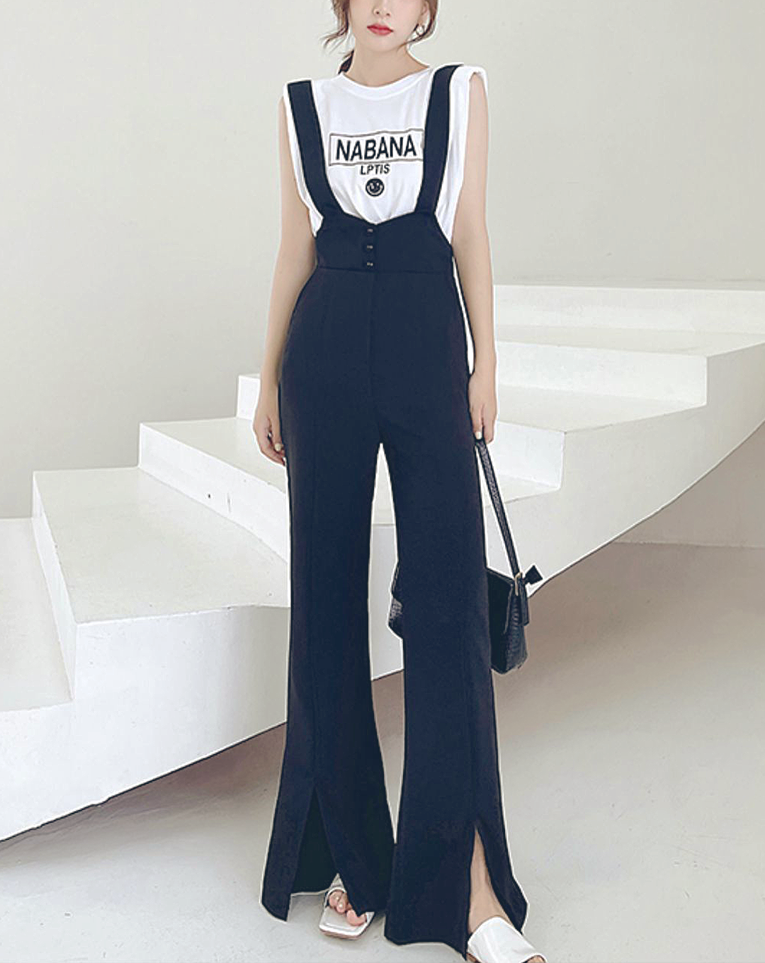 ♀Flare Cut High Waist Salopette
