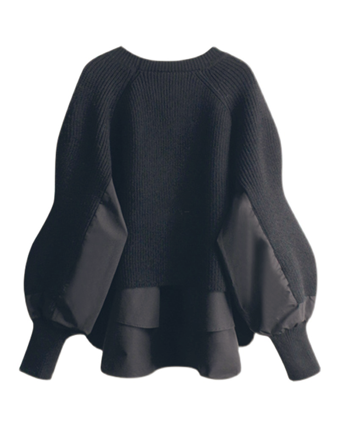 ♀Knit Layered Mutton Sleeve Shirt