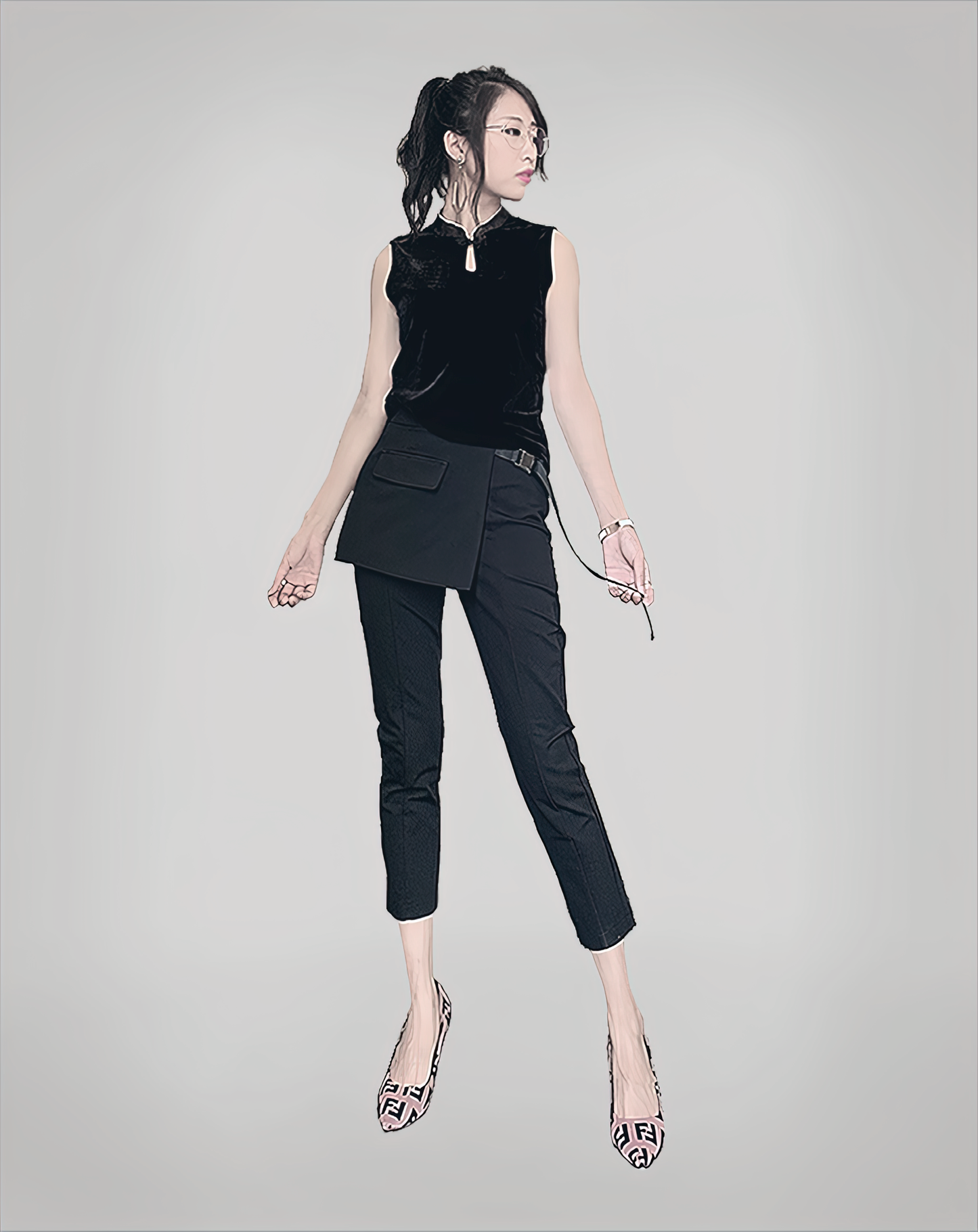♀Side Belt Design Skirt Pants