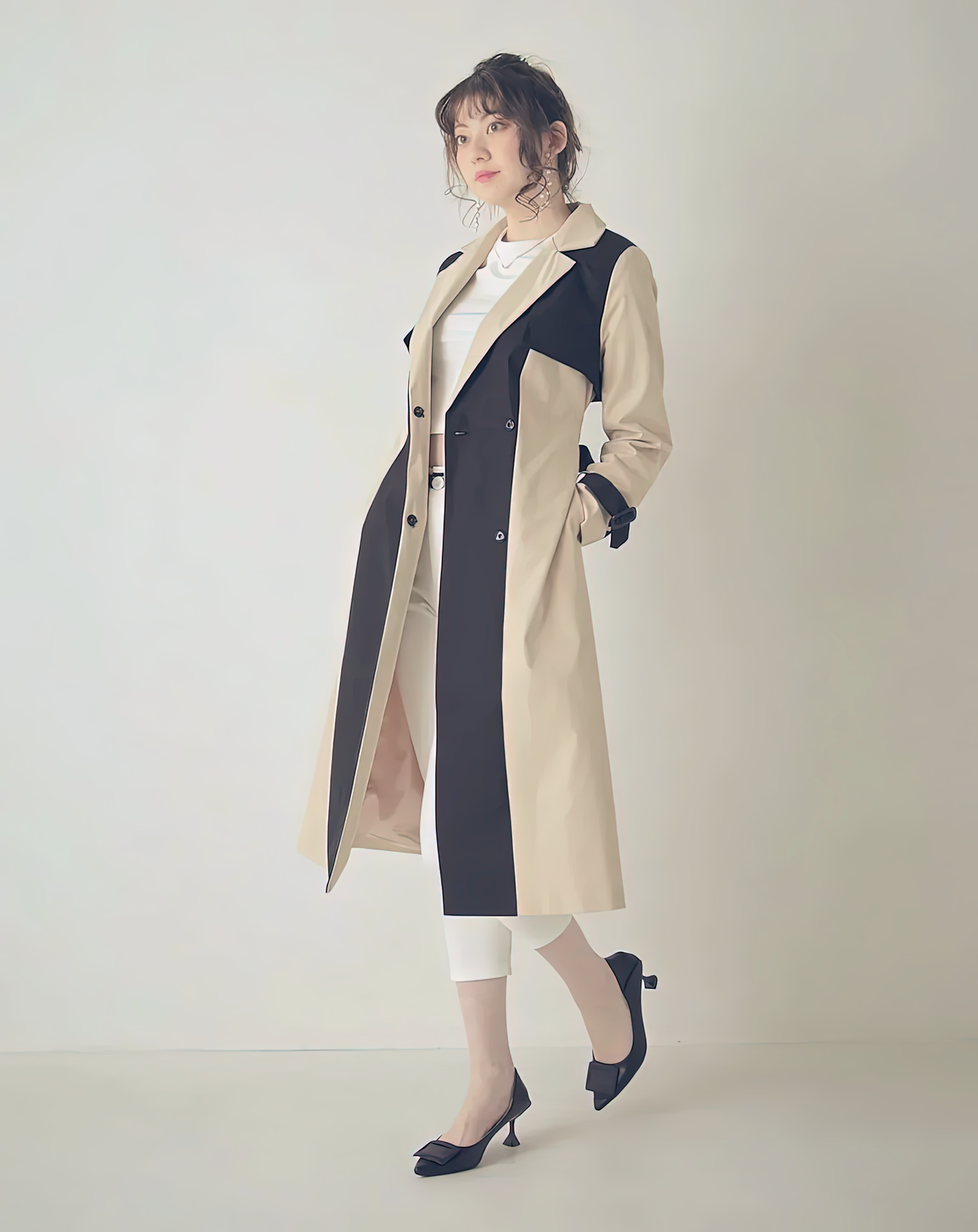 ♀Vertical bicolor Trench Coat