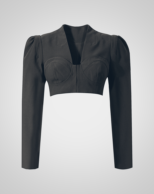 ♀Shoulder Tucked Bustier Style Tops & Belt Slacks Pants