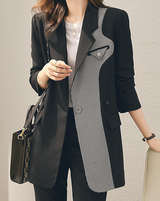 ♀Unilateral Houndstooth Jacket