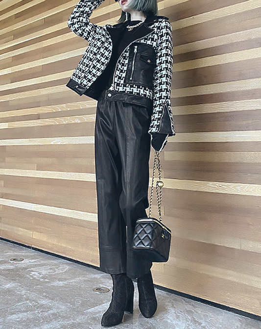 ♀Leather Flared Pants